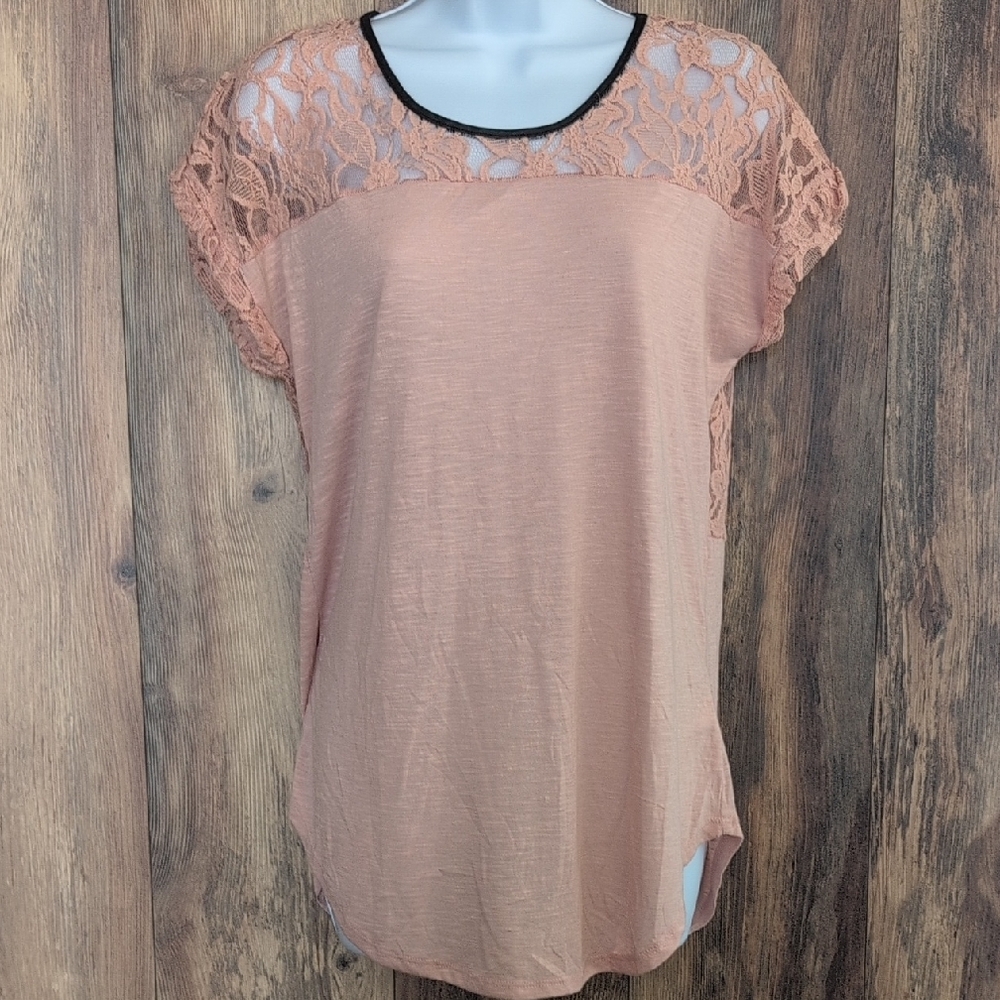 Maurice's Lace Sleeve Peach Top M             H104